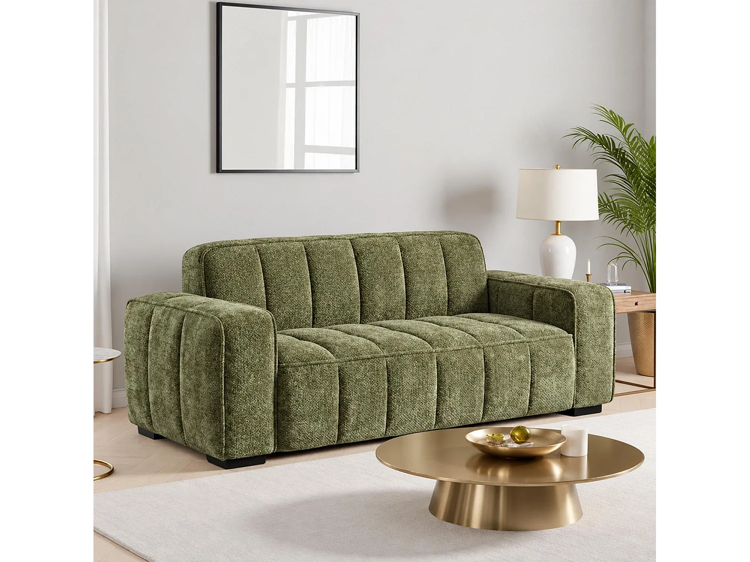 Preston Olive Green 3 2 1 Sofa Suite Woven Fabric 3 Piece Set
