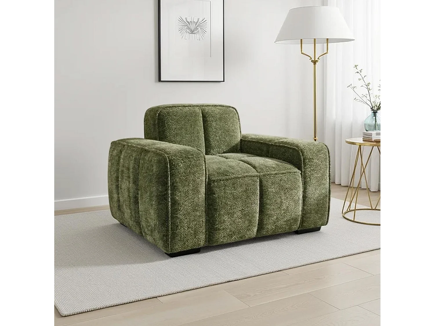 Preston Olive Green 3 2 1 Sofa Suite Woven Fabric 3 Piece Set