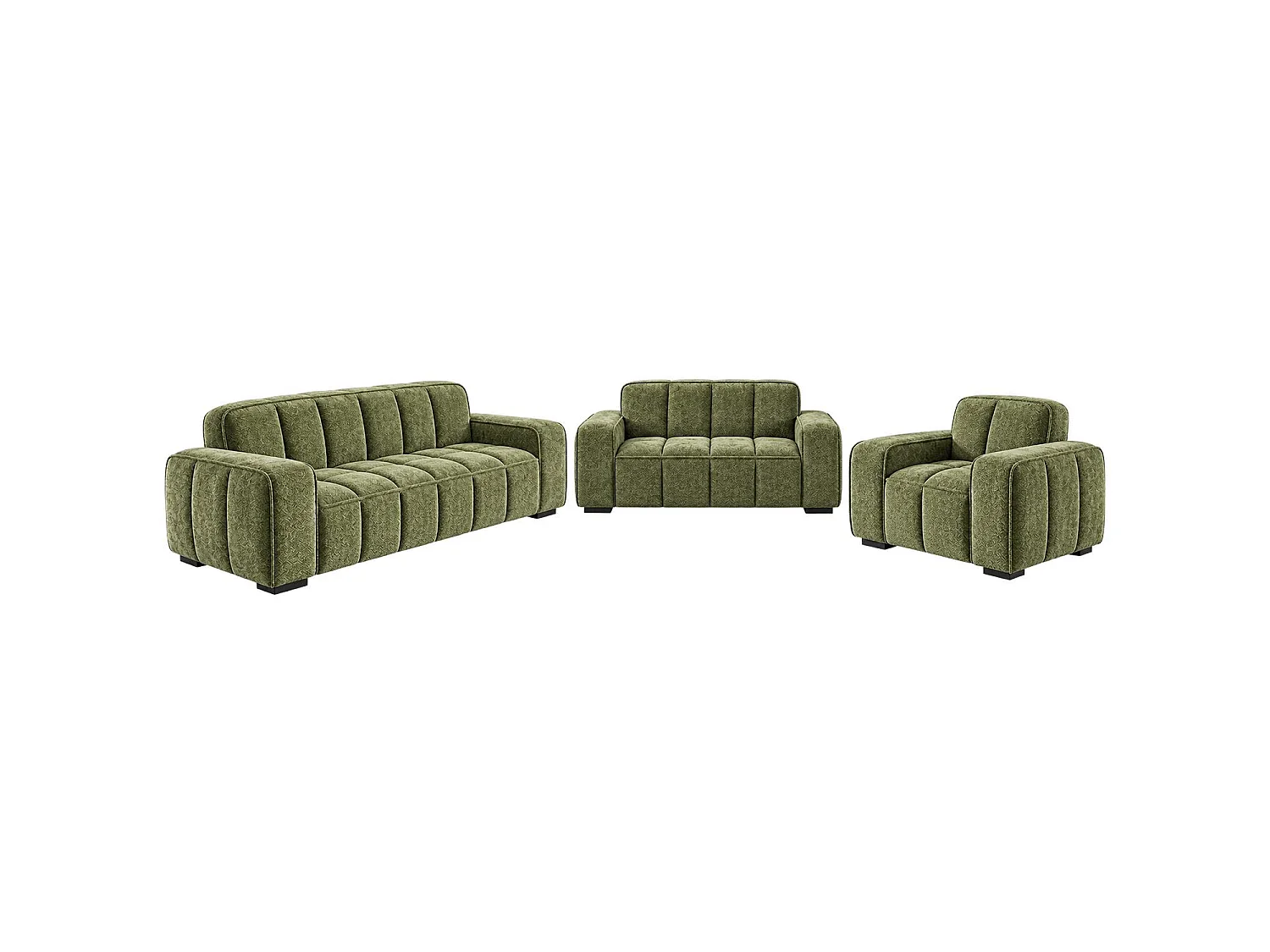 Preston Olive Green 3 2 1 Sofa Suite Woven Fabric 3 Piece Set