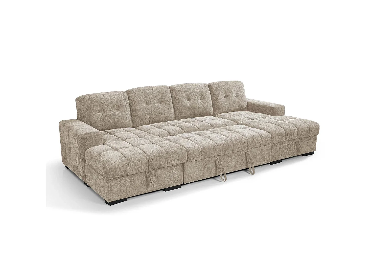 Luna Beige U Shaped Sofa Bed with Dual Storage Chaises