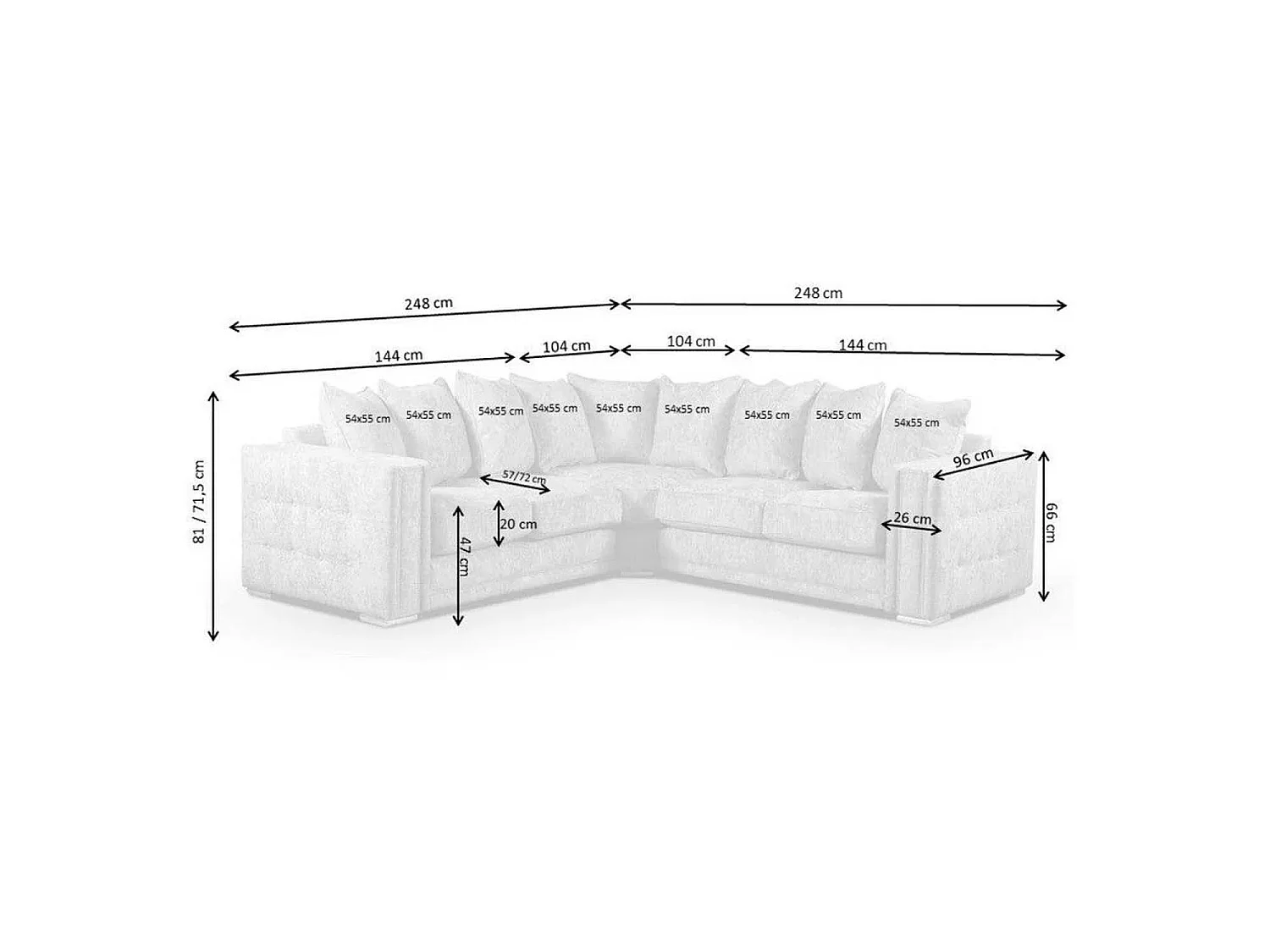 Brentford Grey Chenille Full Back Corner Sofa