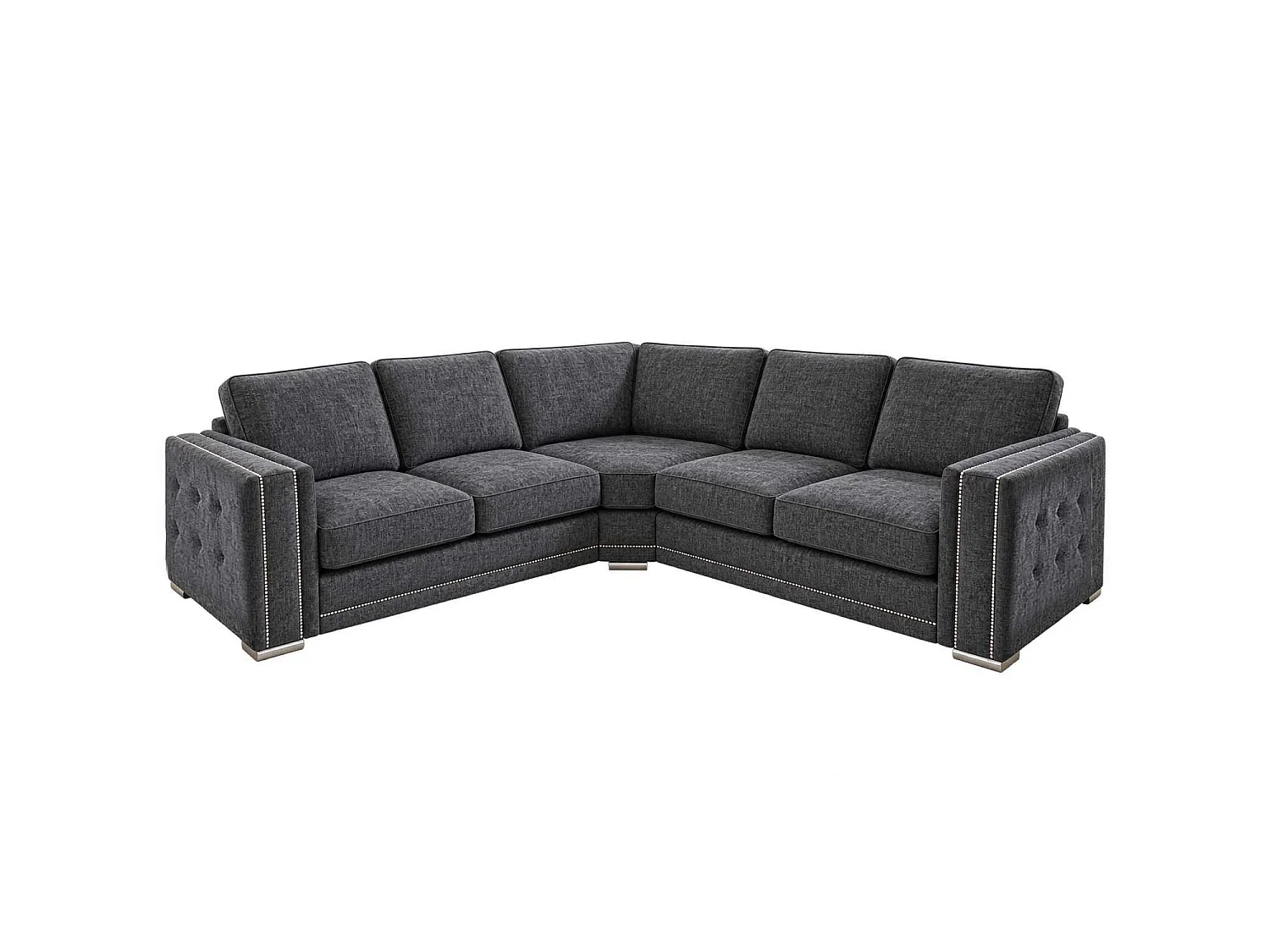 Brentford Grey Chenille Full Back Corner Sofa