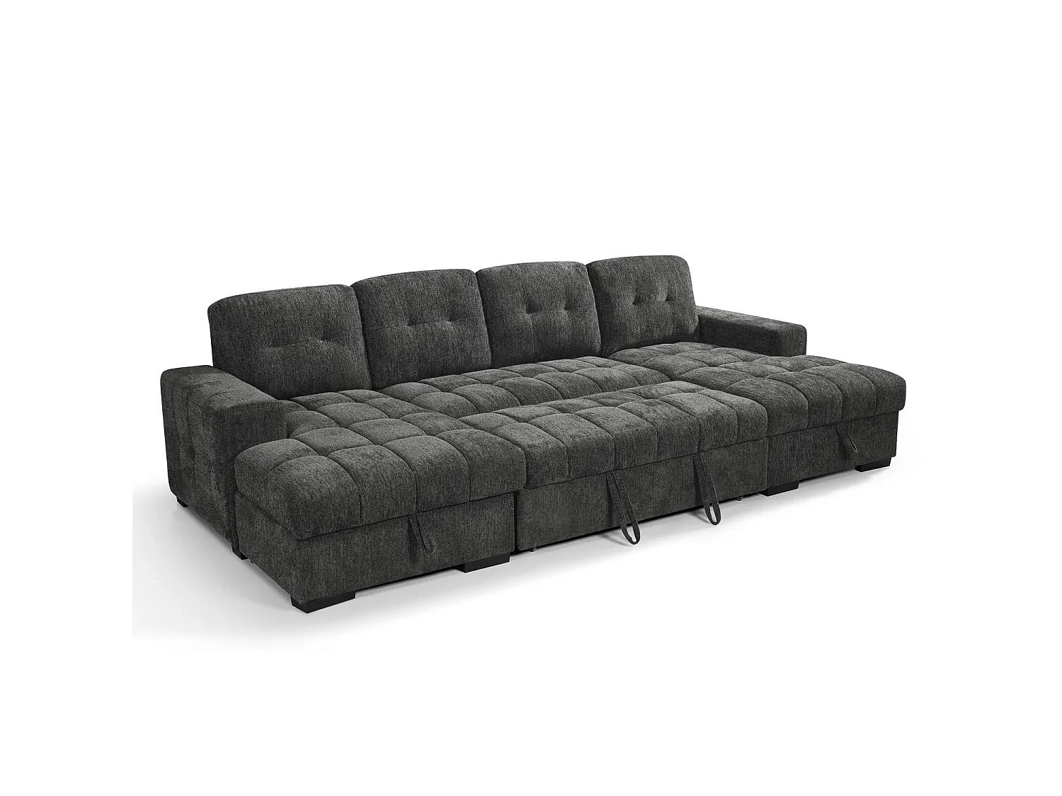 Luna Grey U Shaped Sofa Bed with Dual Storage Chaises