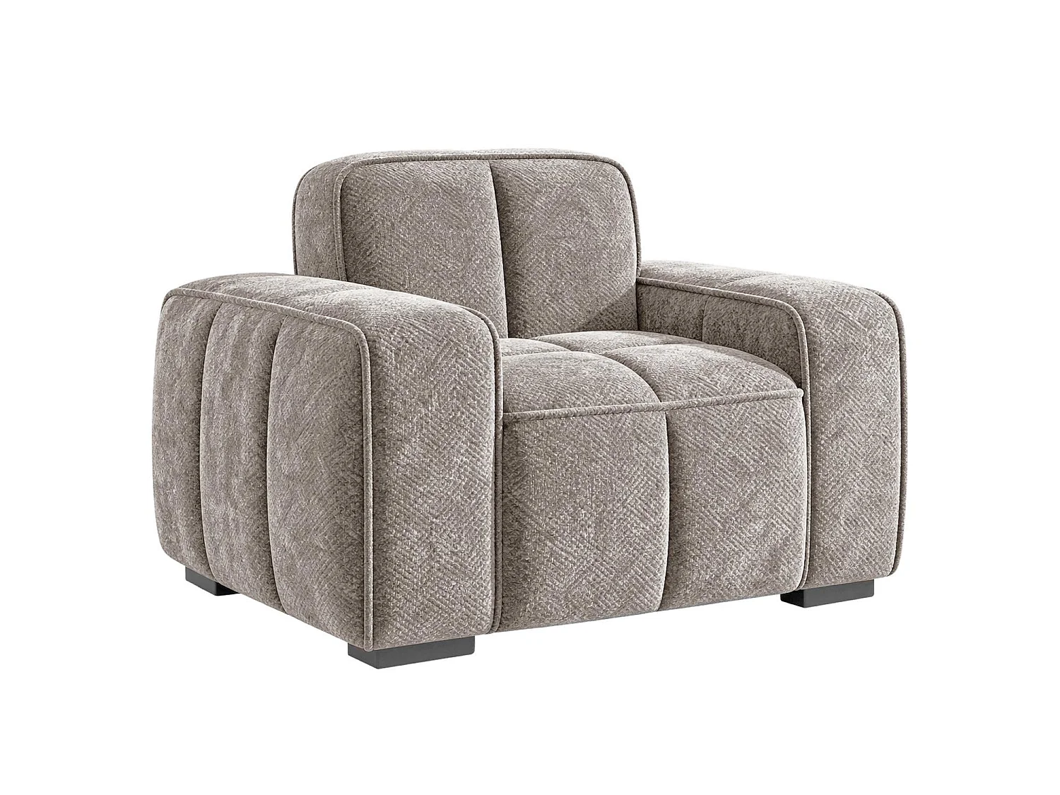 Preston Beige Woven Fabric Armchair Chesterfield Style Padded Chair
