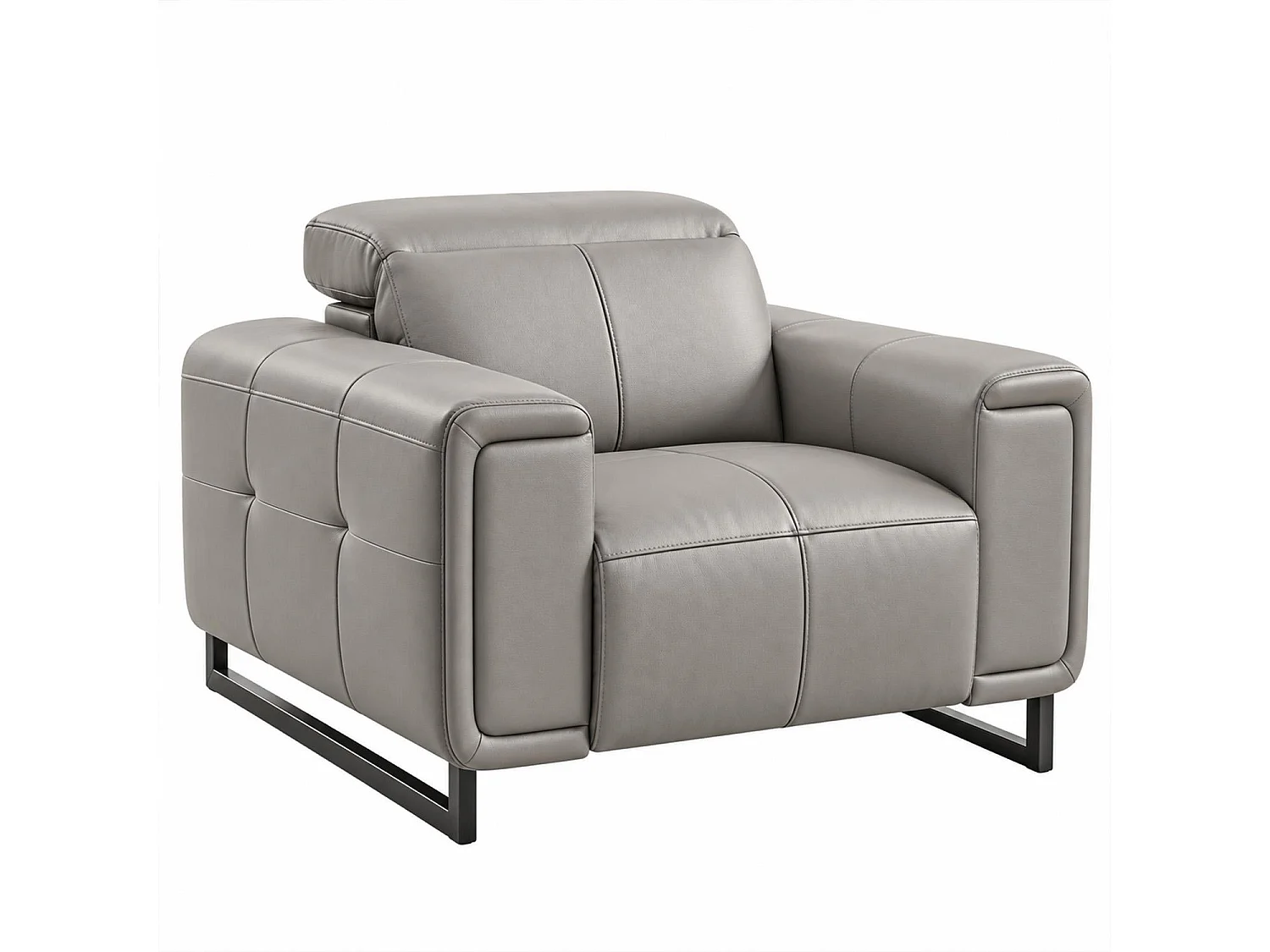 Rosebury Grey Electric Recliner Armchair Leather Adjustable Headrest