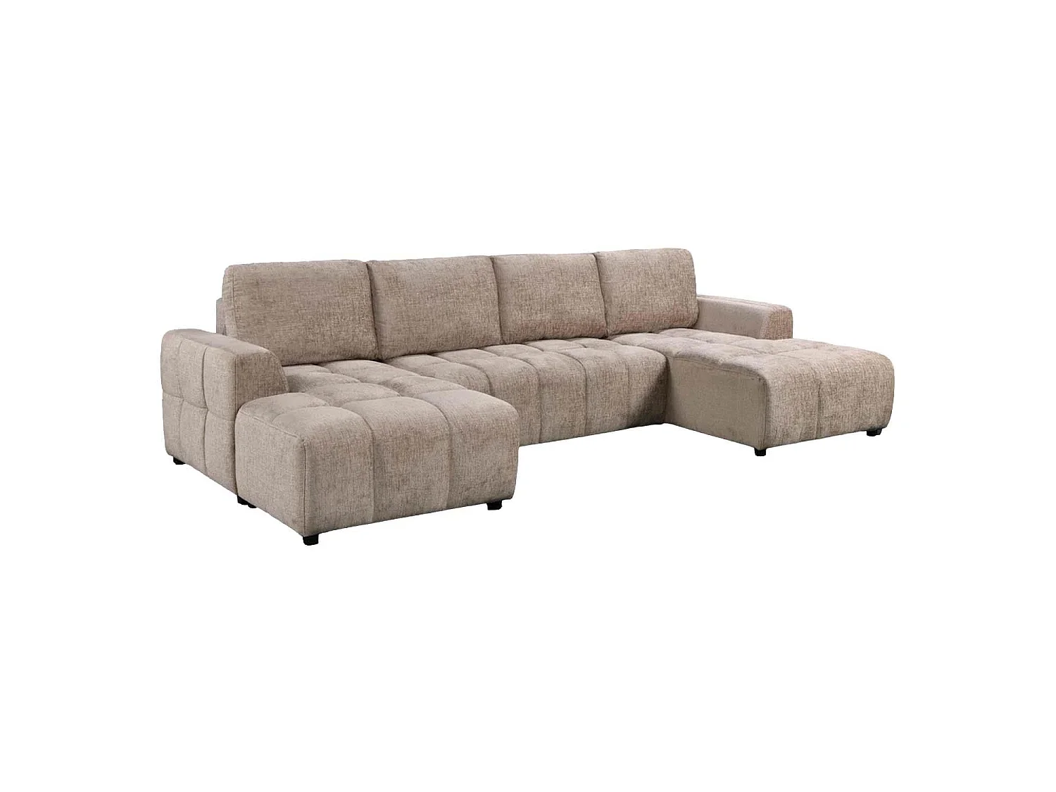 Stanford Beige U Shaped Plush Velvet Sofa Bed with Storage