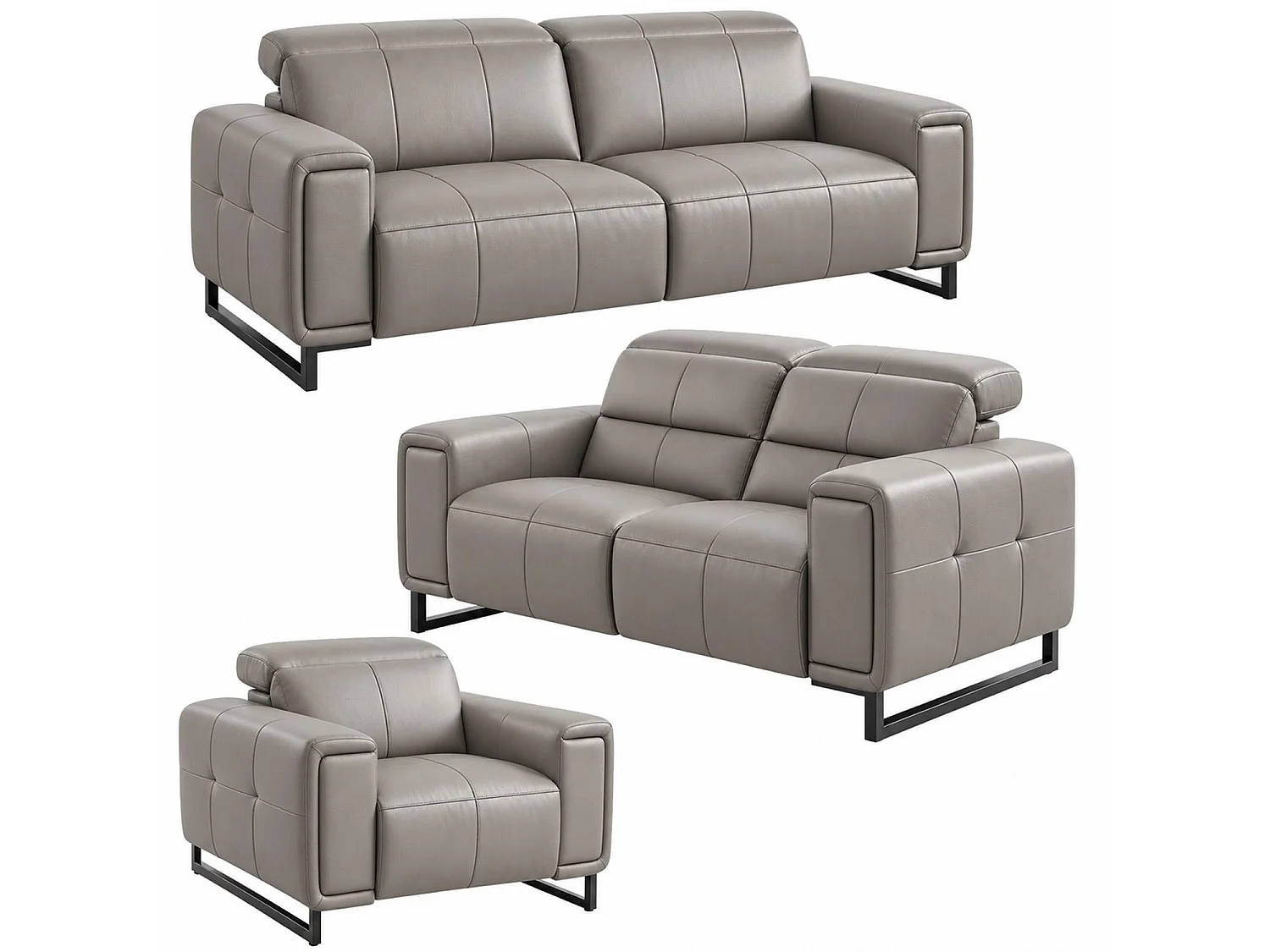 Rosebury Grey 3 2 1 Electric Recliner Sofa Suite Leather Look