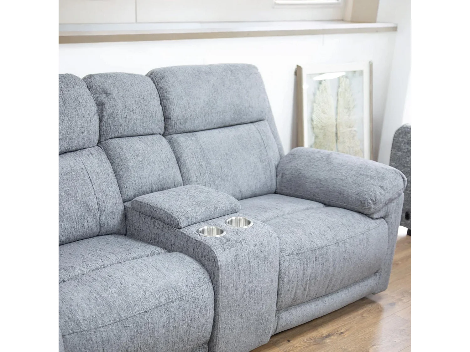 Orson Grey 5 Seater Electric Recliner Corner Sofa Console