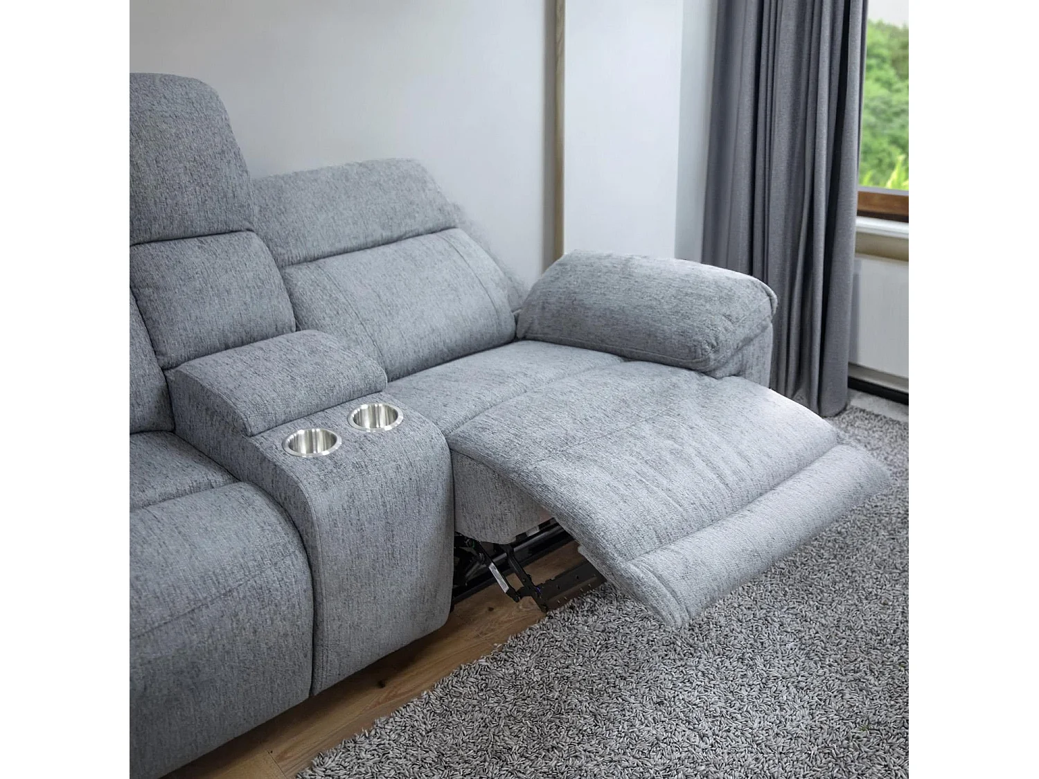 Orson Grey 5 Seater Electric Recliner Corner Sofa Console