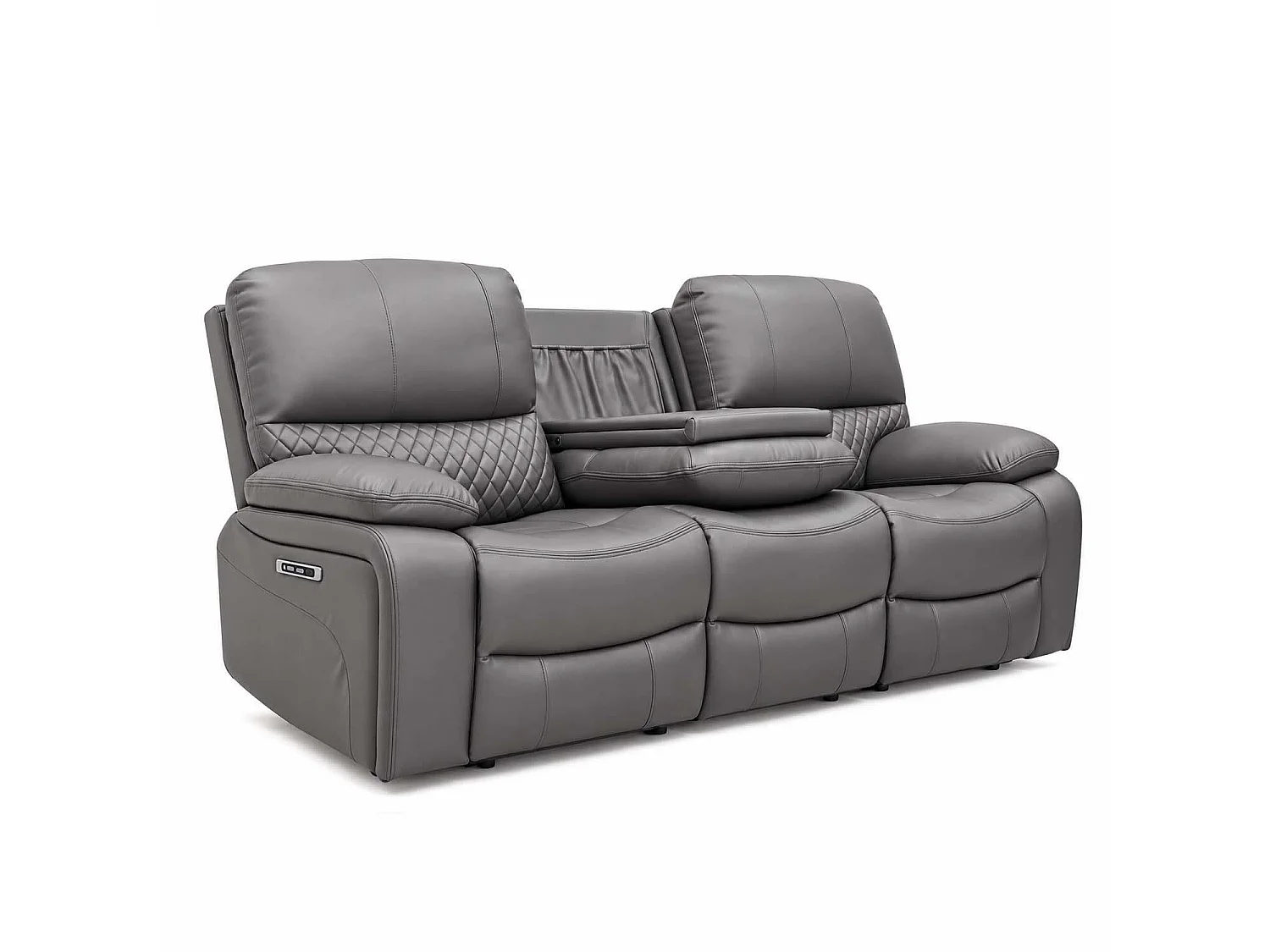 Bentley Grey Electric Recliner Sofa Suite 3 + 2 Seater, Eco Leather