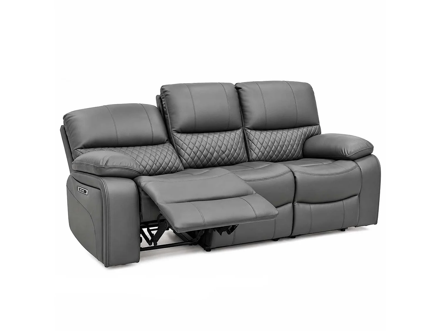 Bentley Grey Electric Recliner Sofa Suite 3 + 2 Seater, Eco Leather