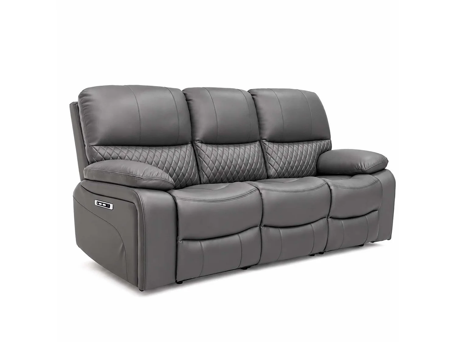 Bentley Grey Electric Recliner Sofa Suite 3 + 2 Seater, Eco Leather