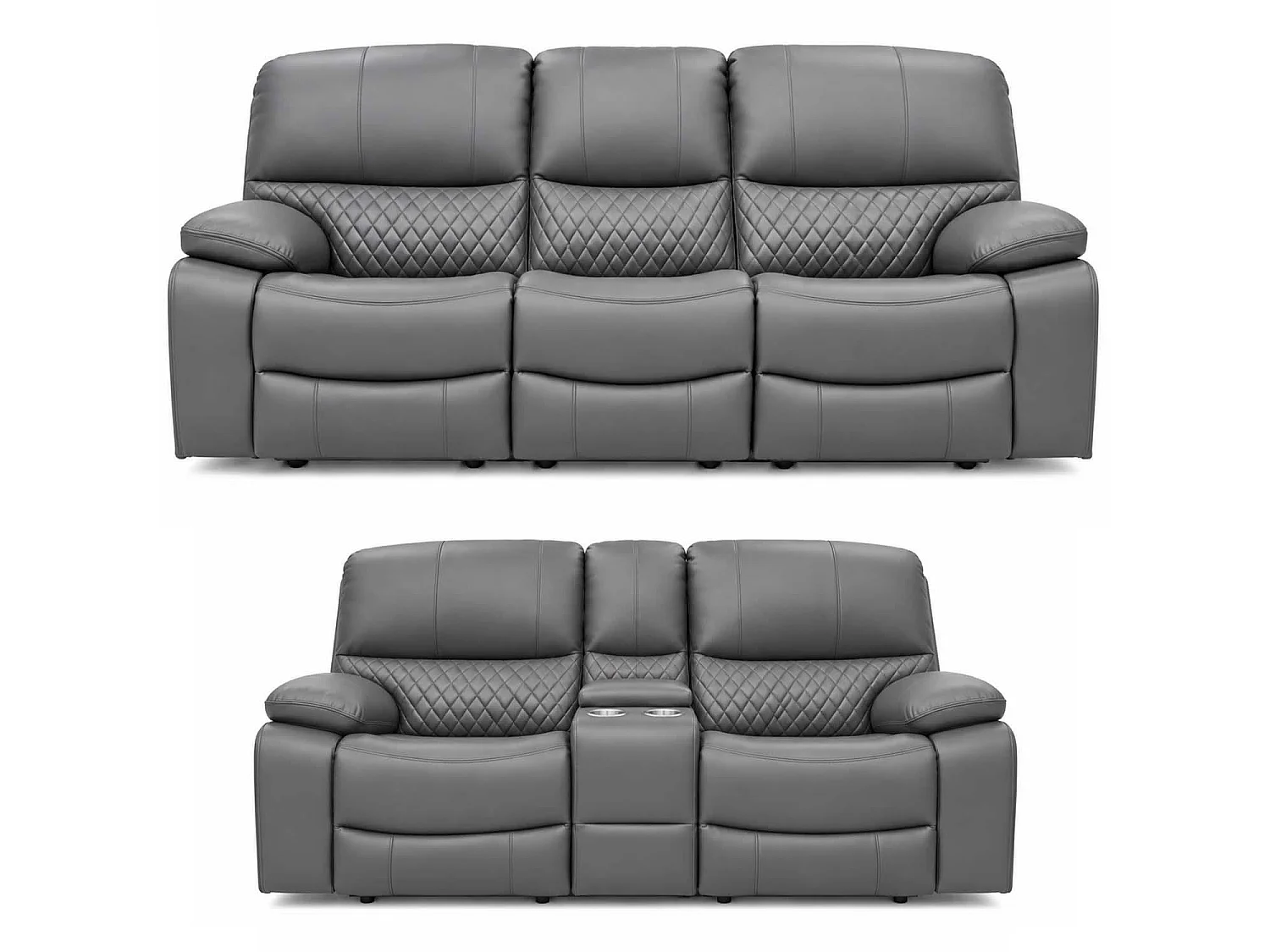 Bentley Grey Electric Recliner Sofa Suite 3 + 2 Seater, Eco Leather