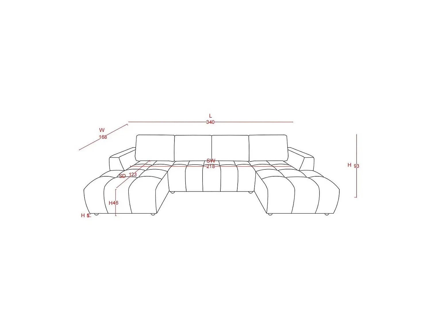 Stanford Grey U Shaped Plush Velvet Sofa Bed with Storage