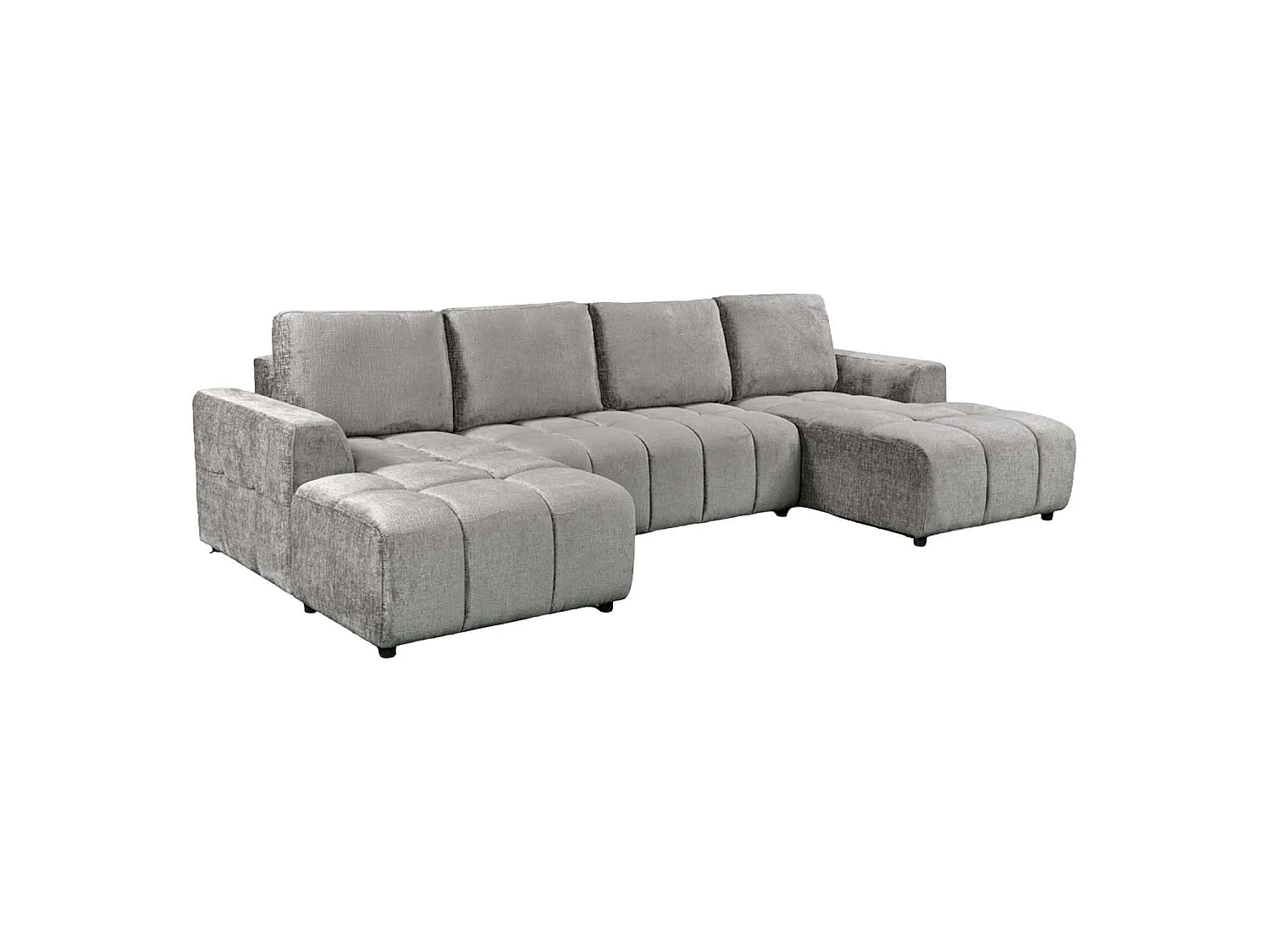 Stanford Grey U Shaped Plush Velvet Sofa Bed with Storage