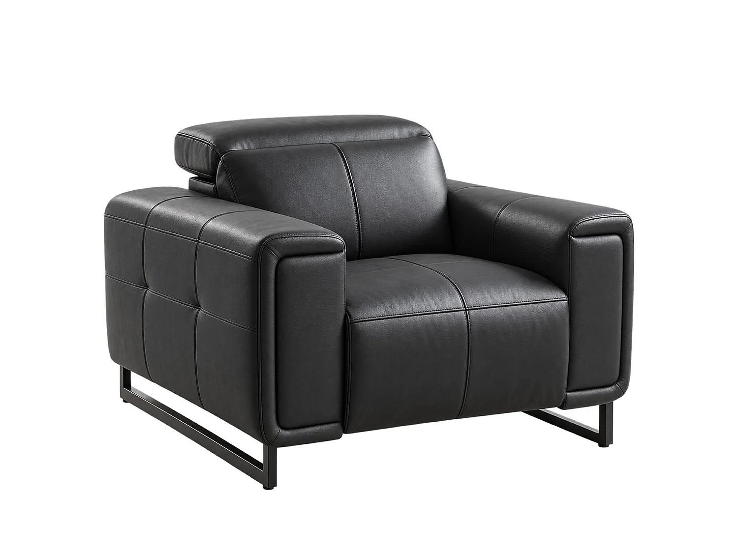 Rosebury Black Electric Recliner Armchair Leather Adjustable Headrest