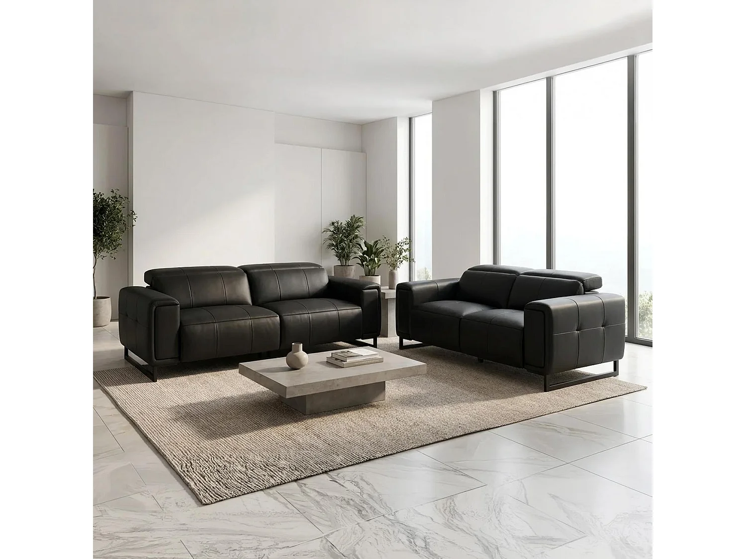 Rosebury Black 3 2 Electric Recliner Sofa Suite Leather Look