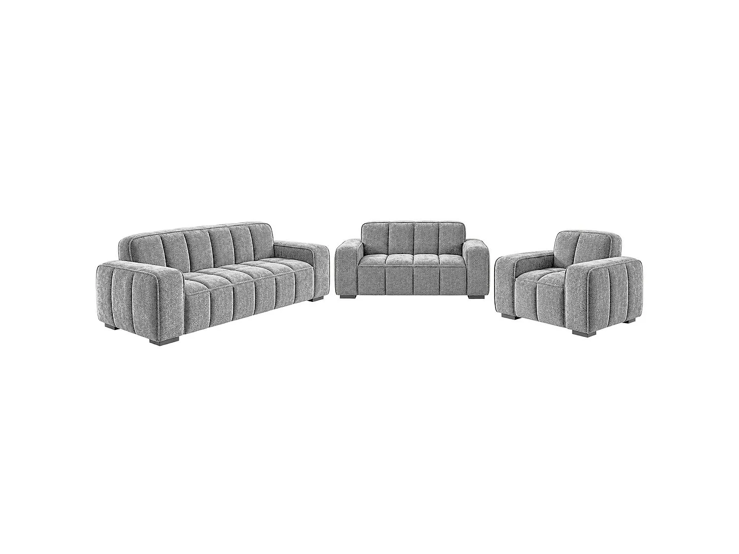 Preston Grey 3 2 1 Sofa Suite Woven Fabric 3 Piece Set