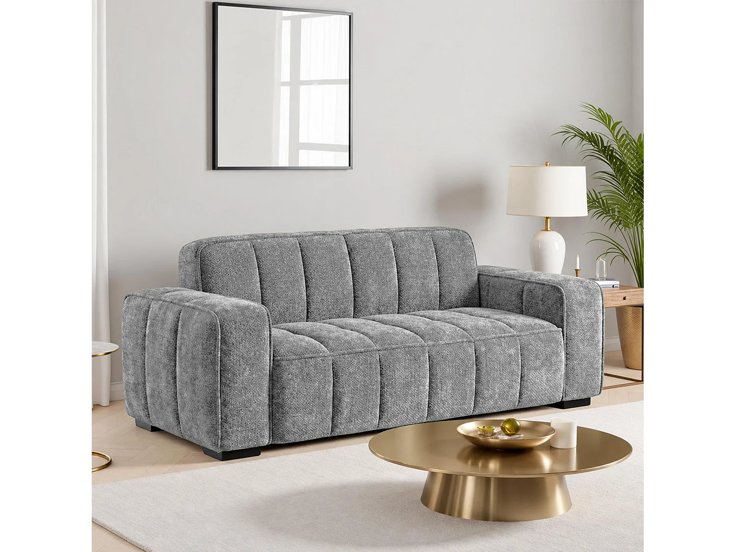 Preston Grey 3 2 1 Sofa Suite Woven Fabric 3 Piece Set