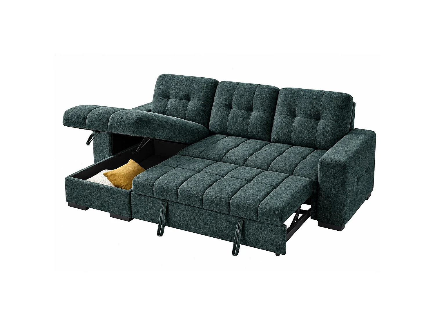 Luna Teal 4 Seater Corner Sofa Bed with Storage Chaise
