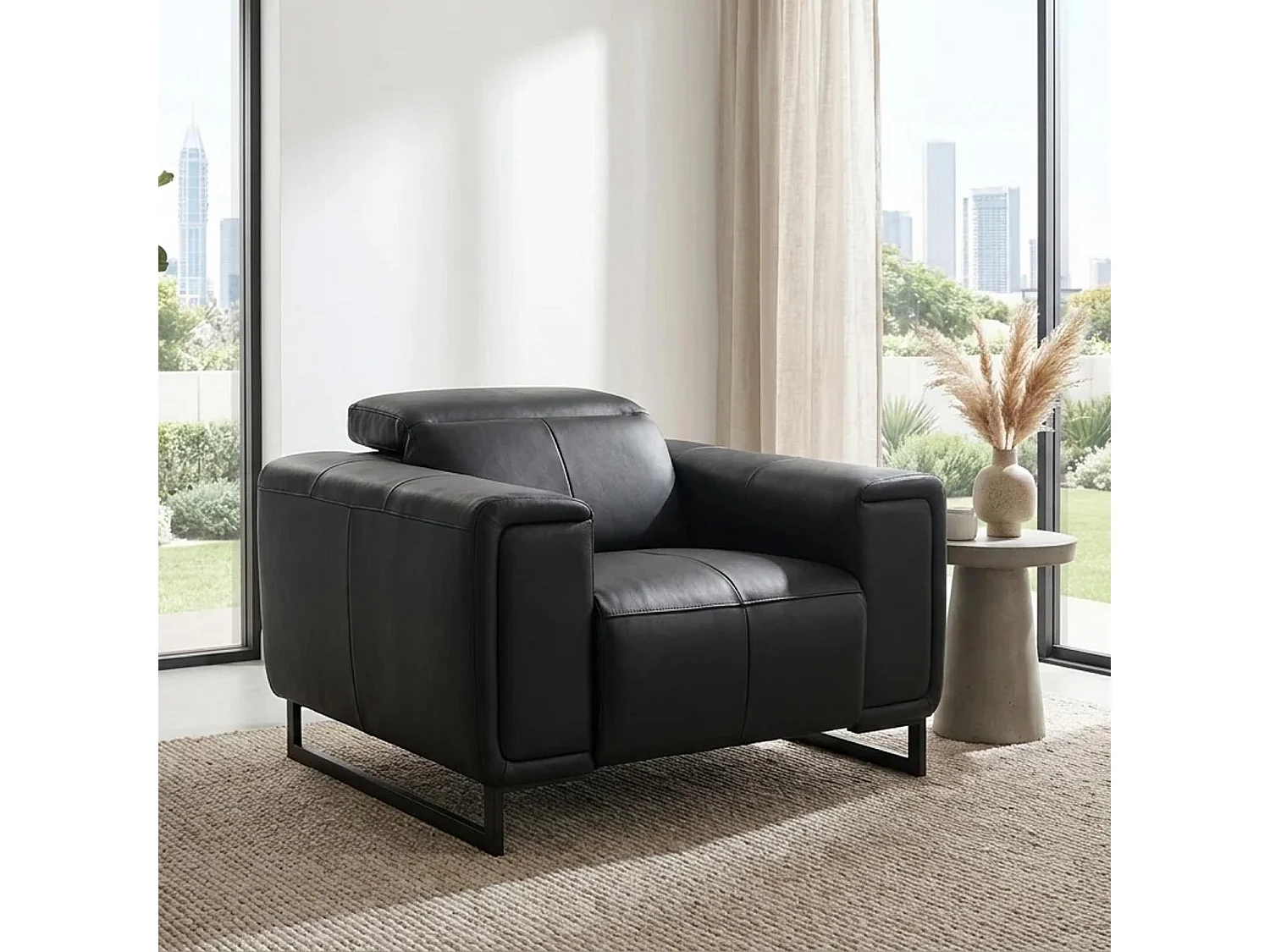 Rosebury Black 3 2 1 Electric Recliner Sofa Suite Leather Look