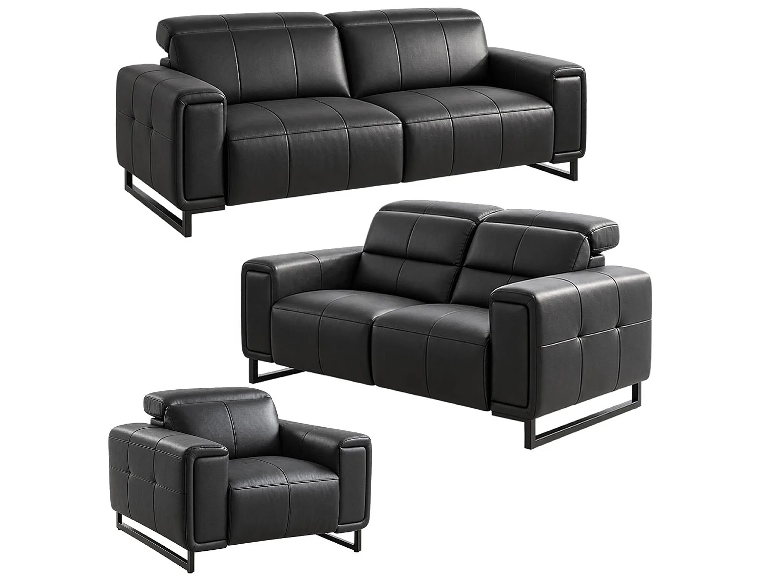 Rosebury Black 3 2 1 Electric Recliner Sofa Suite Leather Look