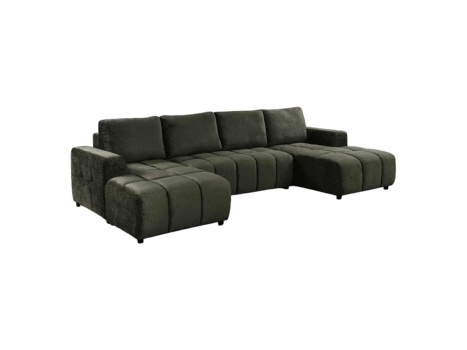 Stanford Green U Shaped Plush Velvet Sofa Bed with Storage