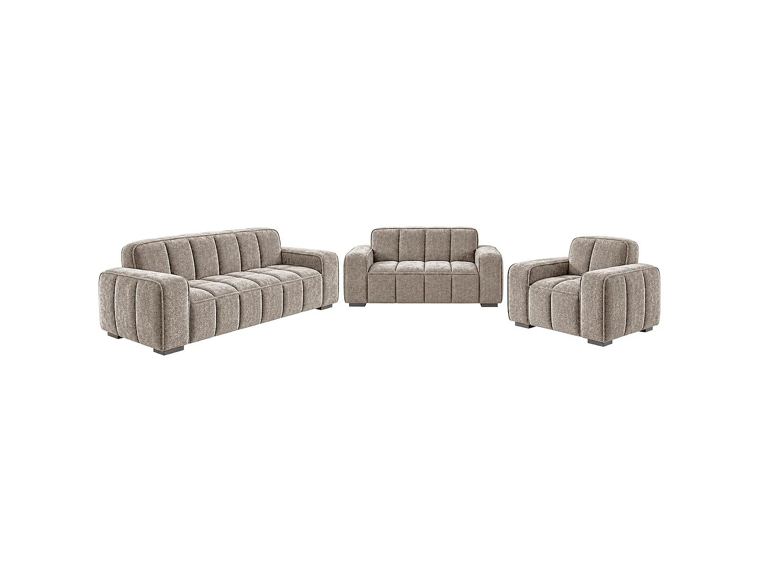 Preston Beige 3 2 1 Sofa Suite Woven Fabric 3 Piece Set