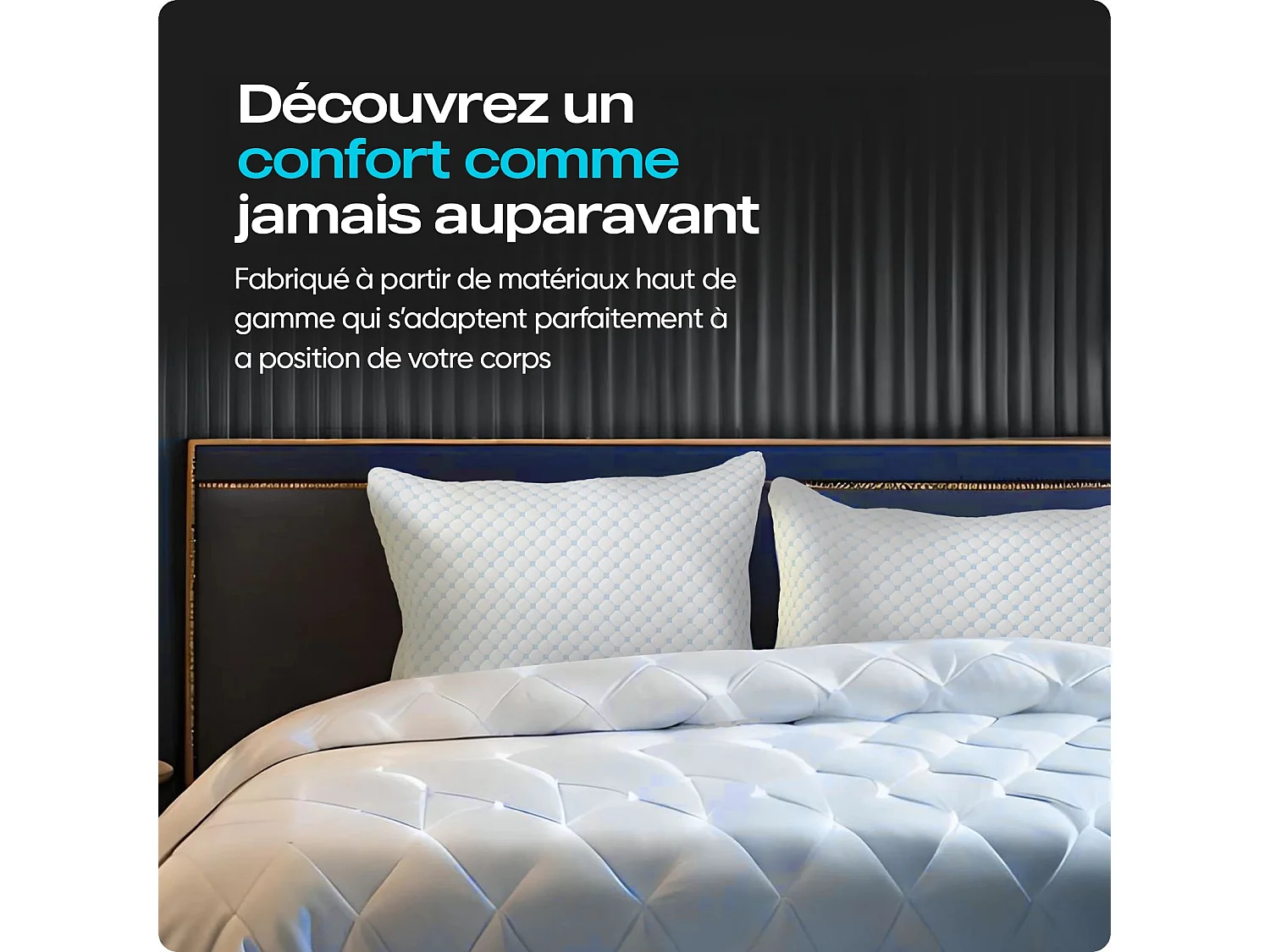 BSS BEDDING Oreiller DreamHouse Nanotech 50 x 70 cm, Mousse à mémoire de forme en flocons, Hauteur ajustable, Enveloppe matelassée respirante