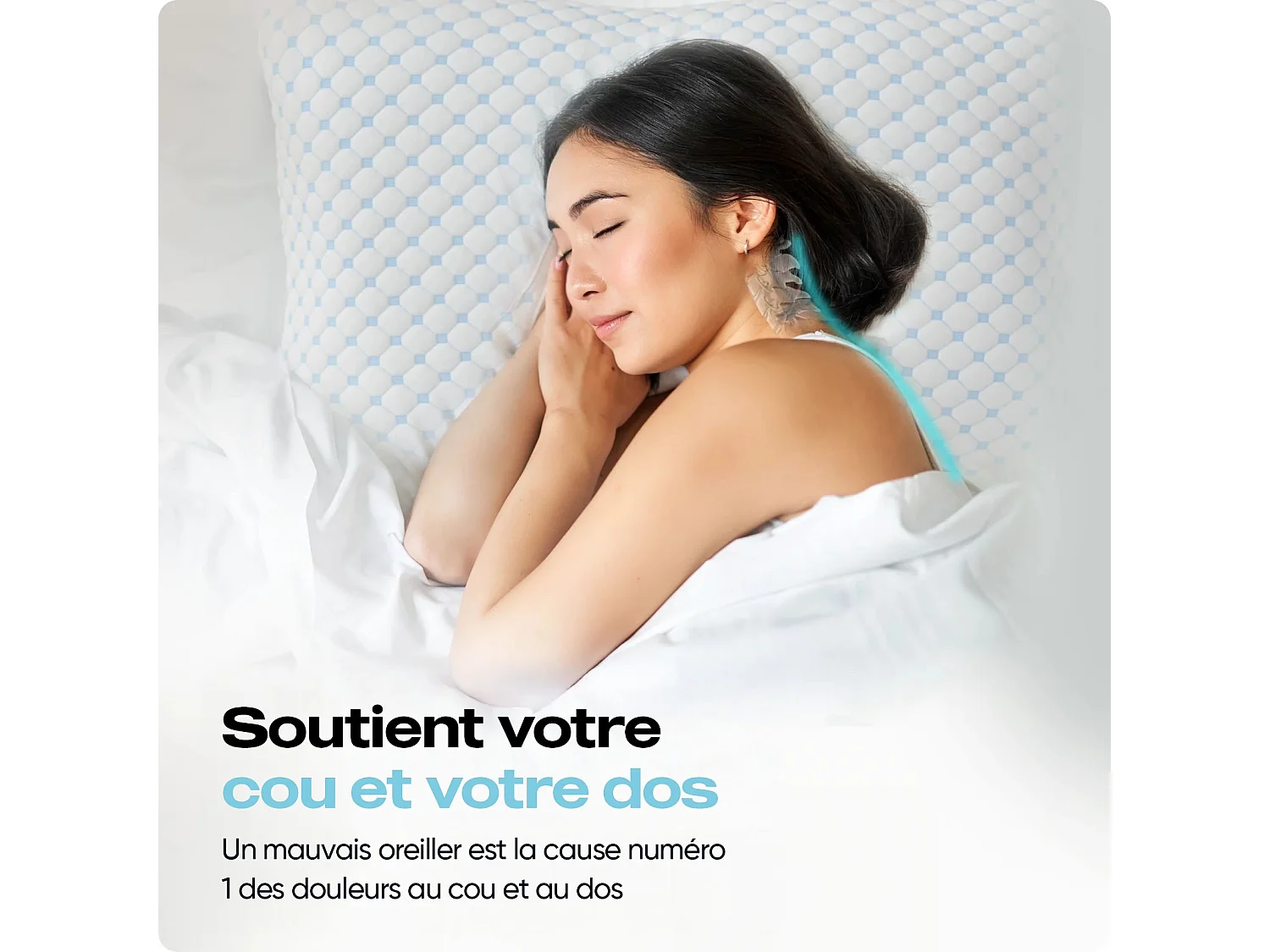 BSS BEDDING Oreiller DreamHouse Nanotech 50 x 70 cm, Mousse à mémoire de forme en flocons, Hauteur ajustable, Enveloppe matelassée respirante