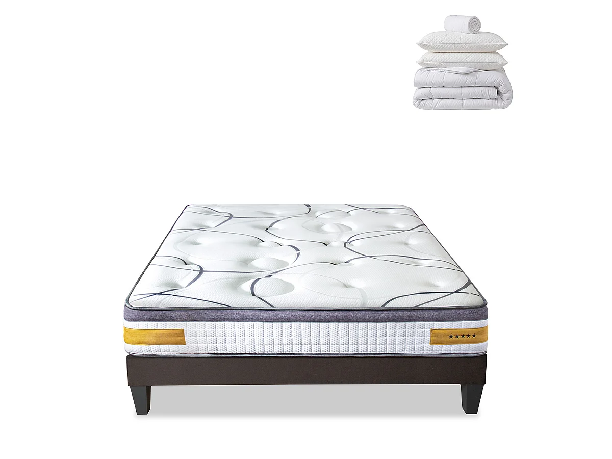 Prêt-à-dormir COPENHAGUE avec Sommier, Couette, Oreillers et Protège-matelas - 24 cm -  180x200 cm