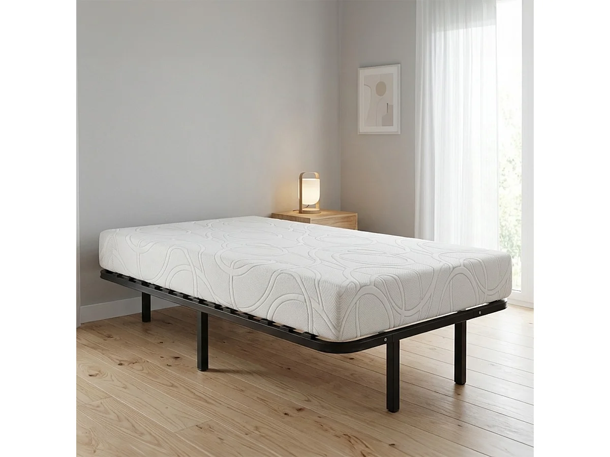 Ensemble Matelas Mémoire de forme EUPRAXIE avec Cadre à lattes