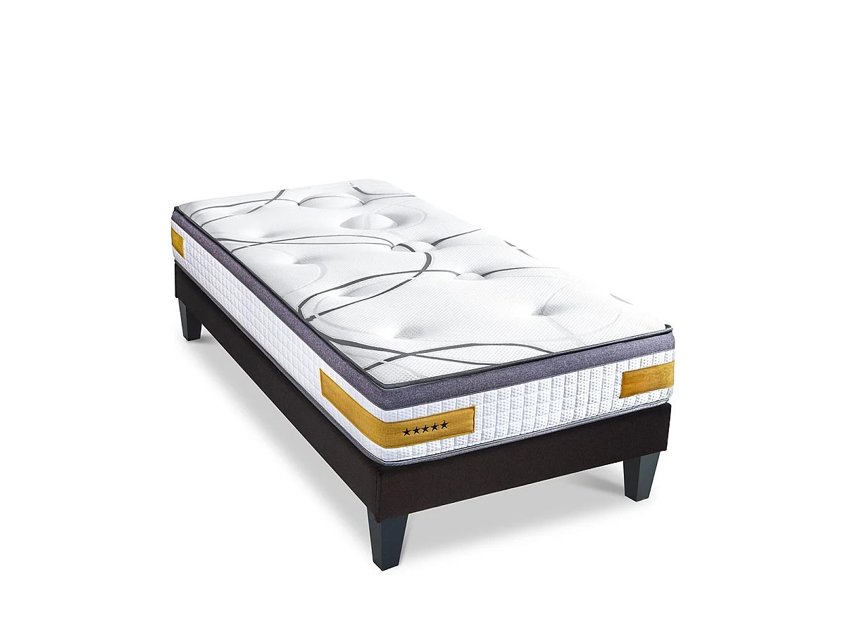 Ensemble Matelas Mémoire de forme COPENHAGUE avec sommier - 24 cm -  90x200 cm