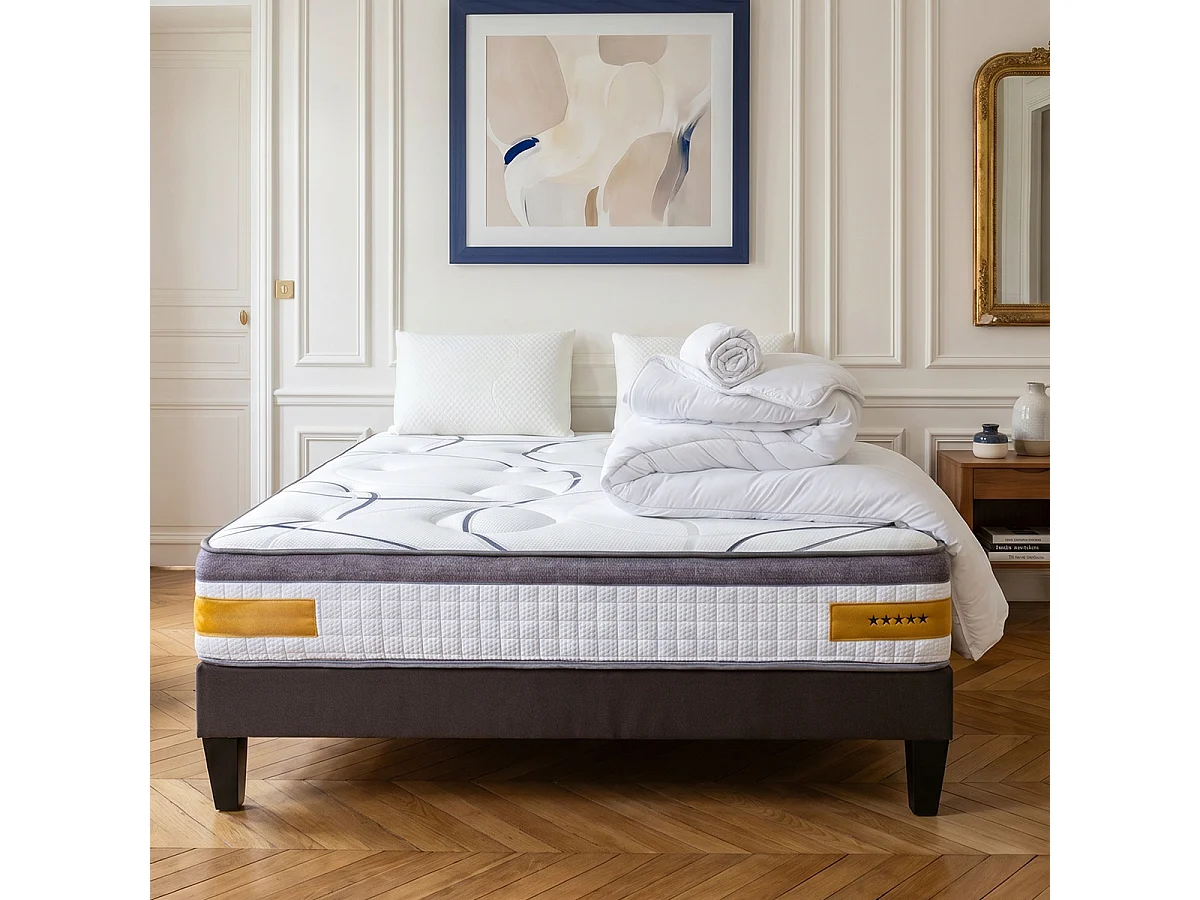 Prêt-à-dormir COPENHAGUE avec Sommier, Couette, Oreillers et Protège-matelas - 24 cm -  90x190 cm