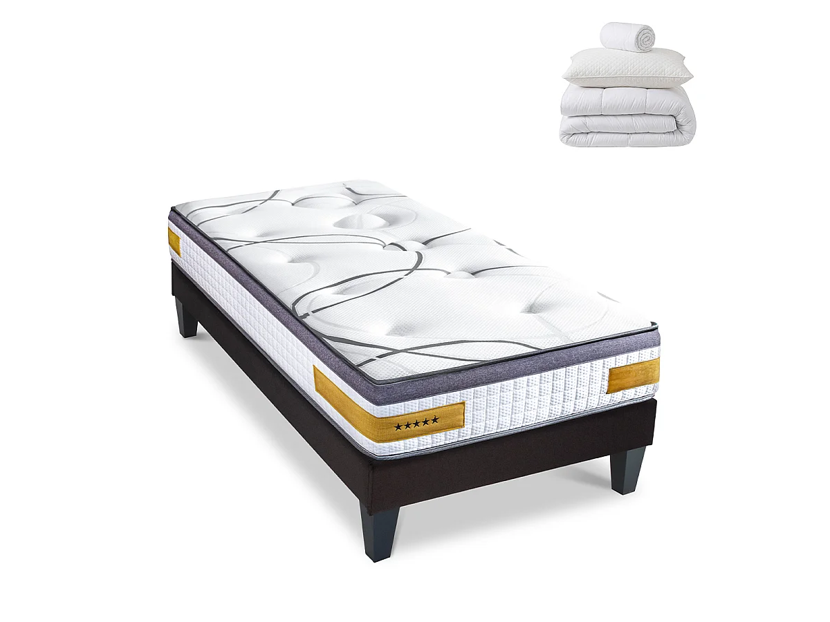 Prêt-à-dormir COPENHAGUE avec Sommier, Couette, Oreillers et Protège-matelas - 24 cm -  90x200 cm