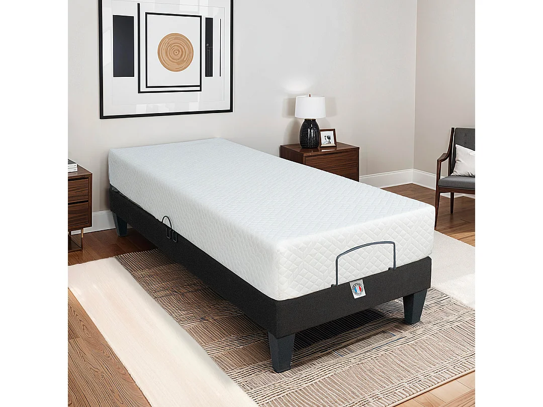 Ensemble Matelas Mémoire de forme ABSOLU avec sommier ROCHEREAU 80x200 cm