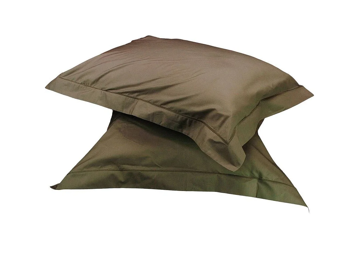 Taies d'oreiller Percale de coton SENSEI - Taupe - 65x65_lot2