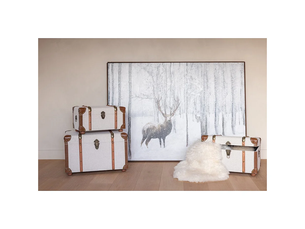 Tableau Déco Cerf "Jade" 100x140cm Blanc