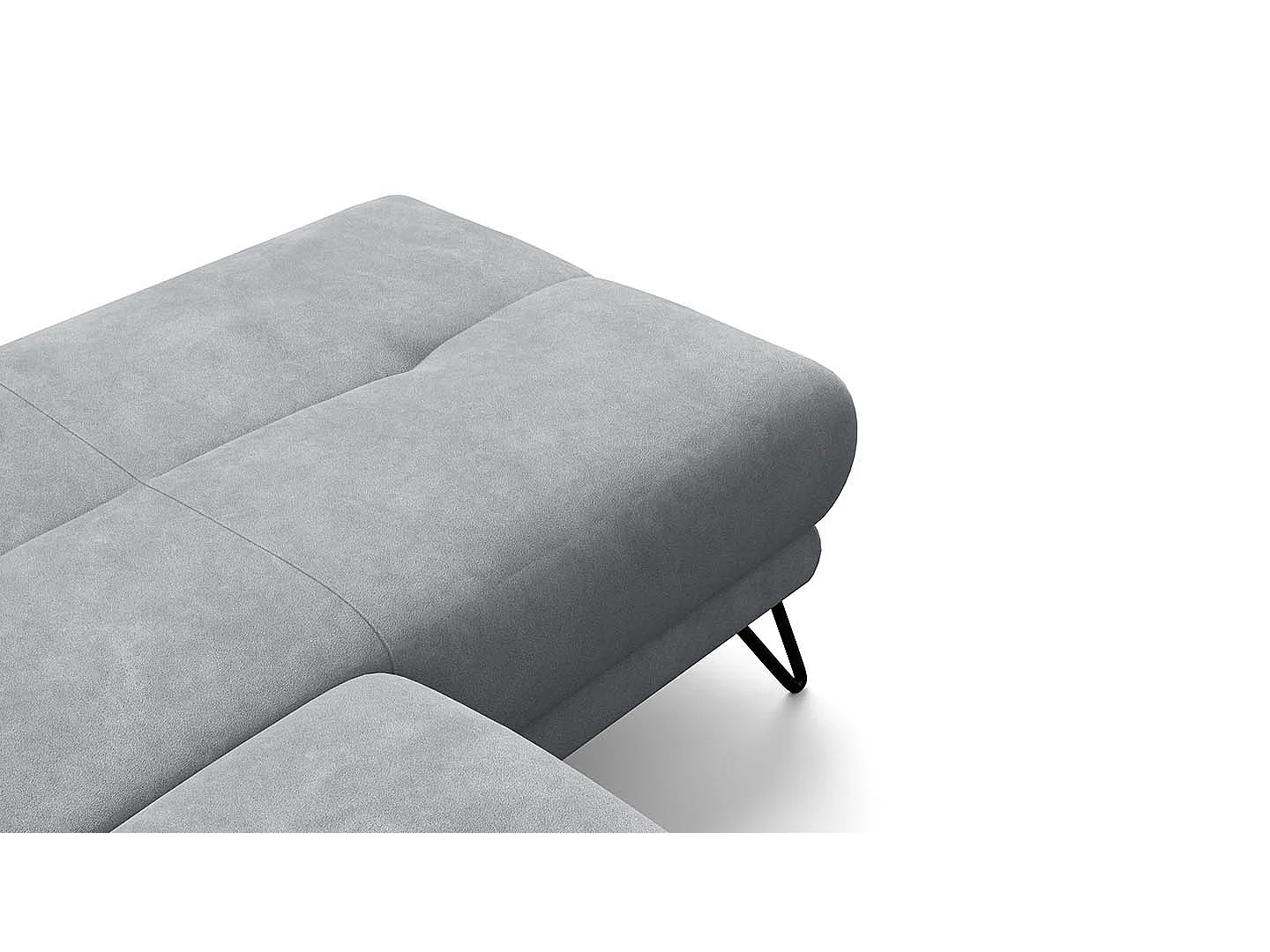 CANAPÉ D'ANGLE RODEN 4 places avec Relax, tissu velours gris clair