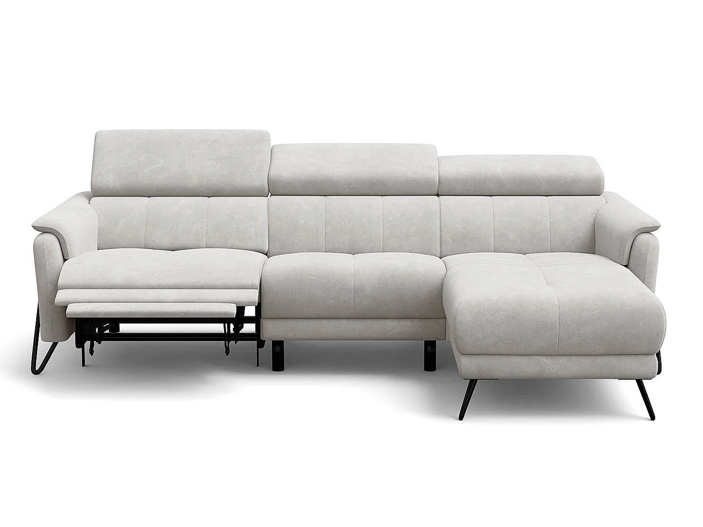 Ecksofa 4-Sitzer mit Relax RODEN, creme Veloursstoff
