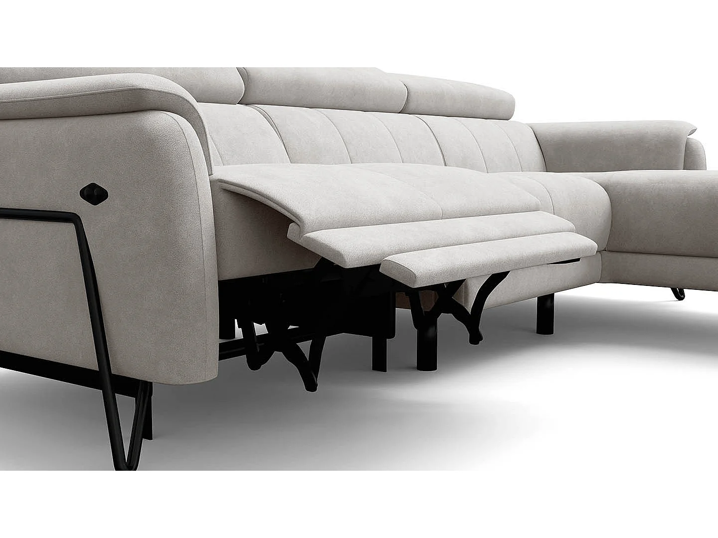 Ecksofa 4-Sitzer mit Relax RODEN, creme Veloursstoff
