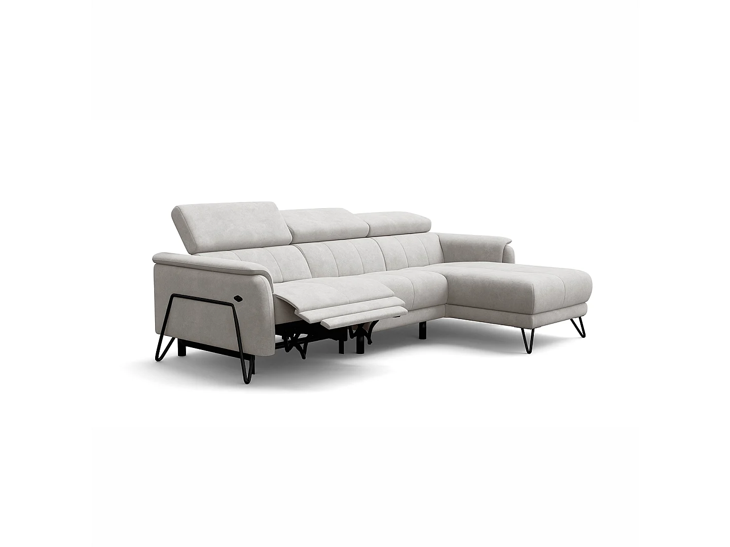 Ecksofa 4-Sitzer mit Relax RODEN, creme Veloursstoff