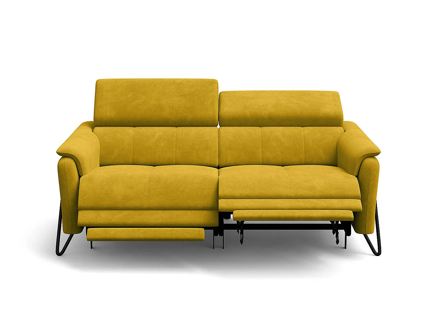 Relaxsofa 3-Sitzer RODEN, mit 2 Relax, dunkegelb Veloursstoff