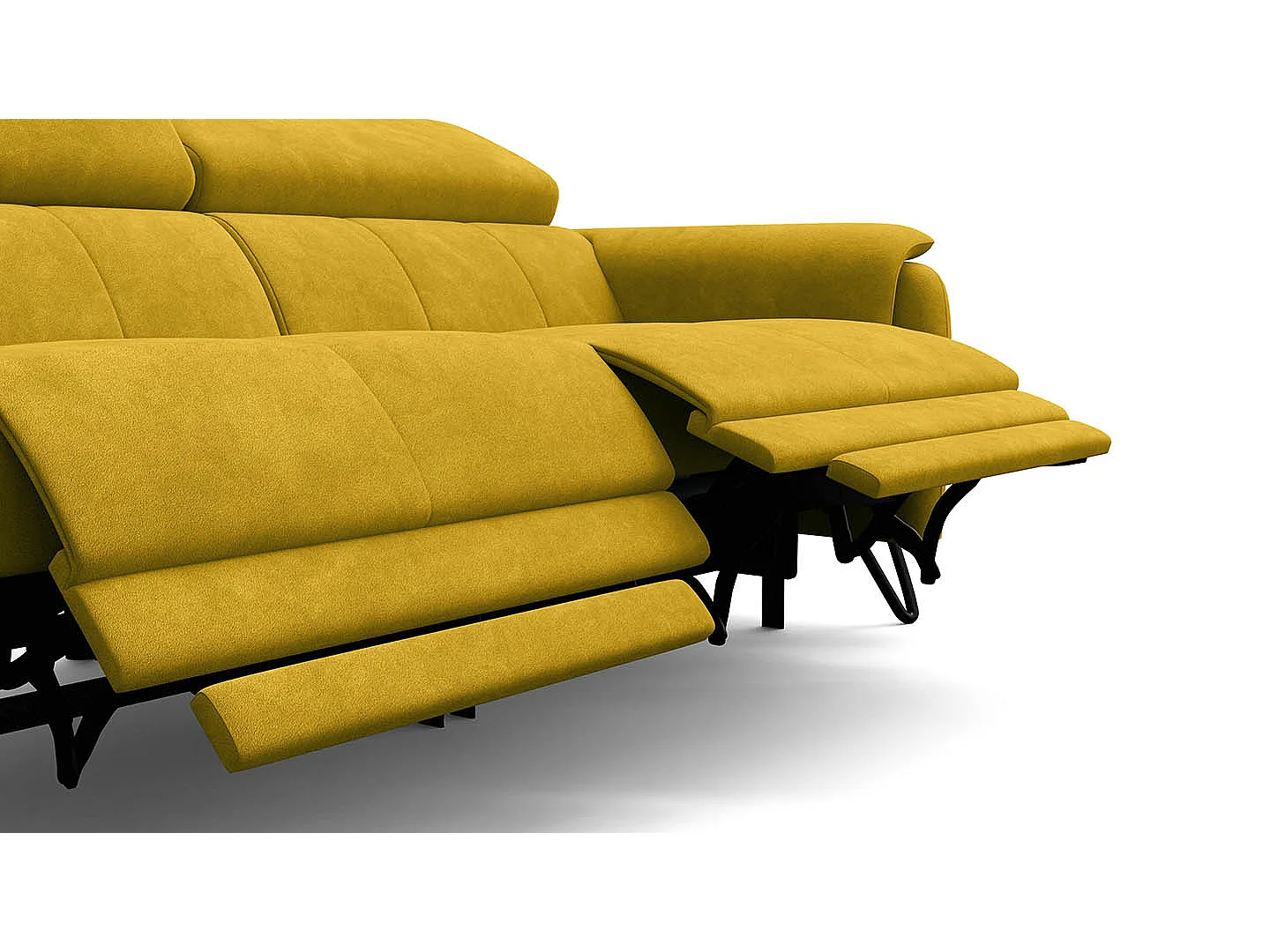 Relaxsofa 3-Sitzer RODEN, mit 2 Relax, dunkegelb Veloursstoff