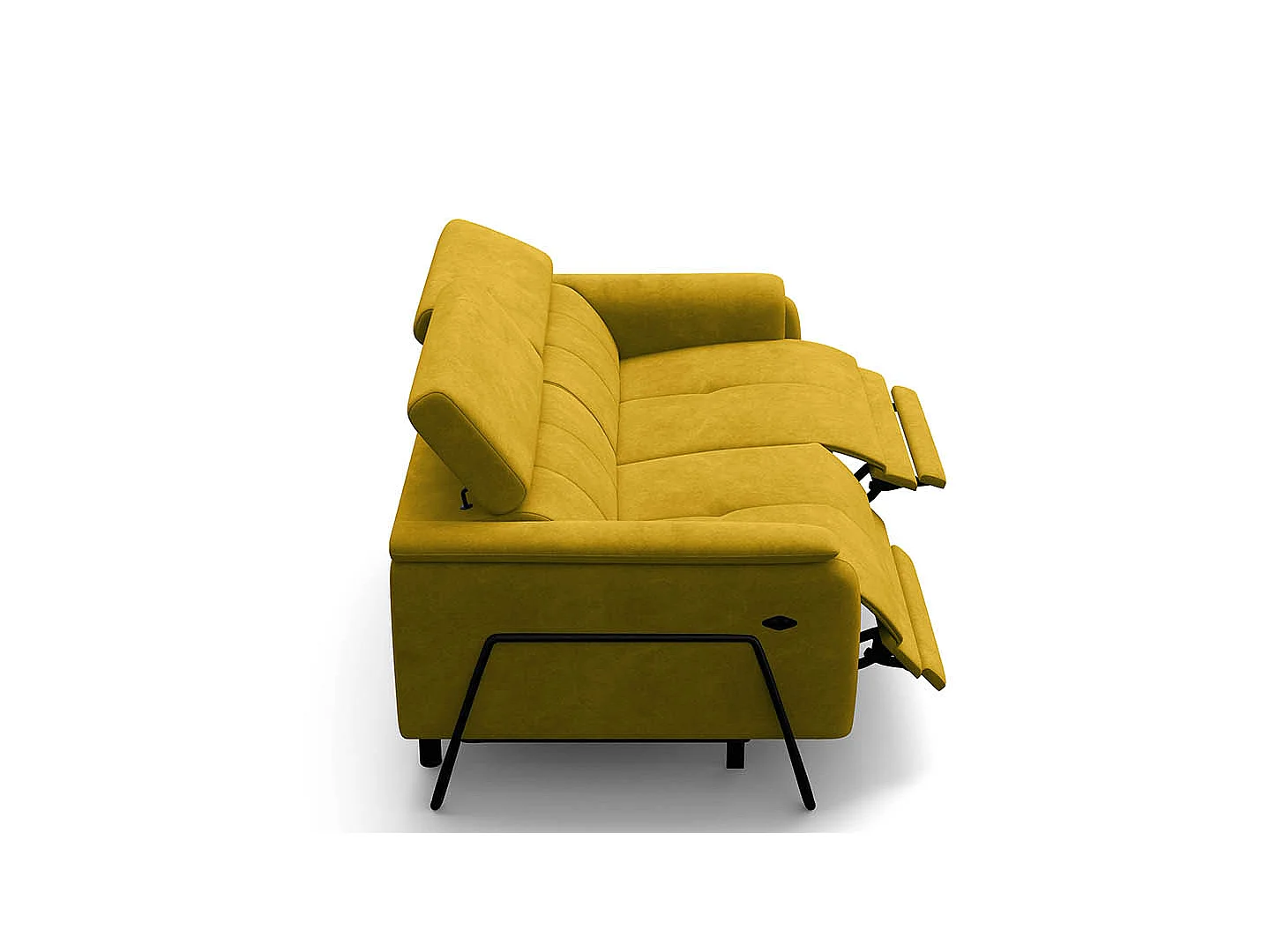 Relaxsofa 3-Sitzer RODEN, mit 2 Relax, dunkegelb Veloursstoff