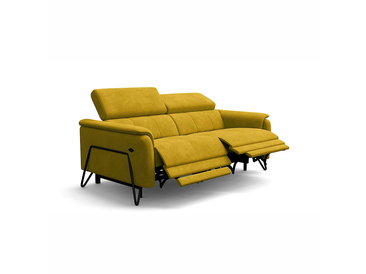 Relaxsofa 3-Sitzer RODEN, mit 2 Relax, dunkegelb Veloursstoff