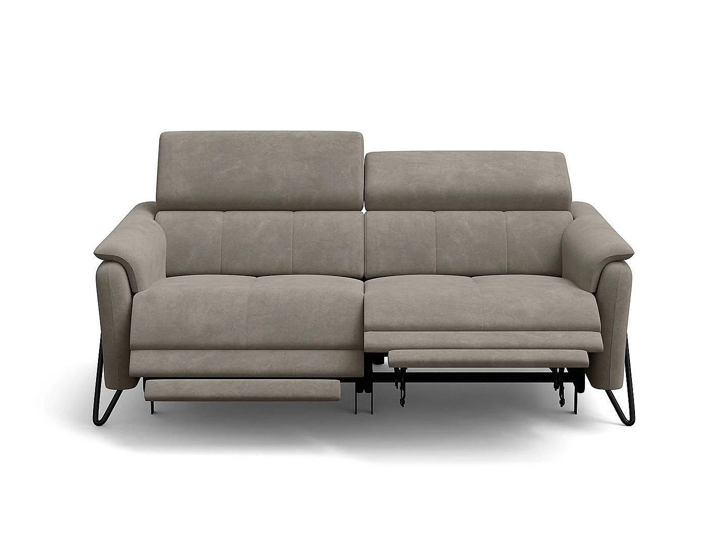 Relaxsofa 3-Sitzer RODEN, mit 2 Relax, beige Veloursstoff