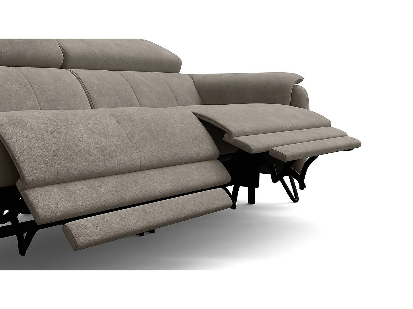 Relaxsofa 3-Sitzer RODEN, mit 2 Relax, beige Veloursstoff