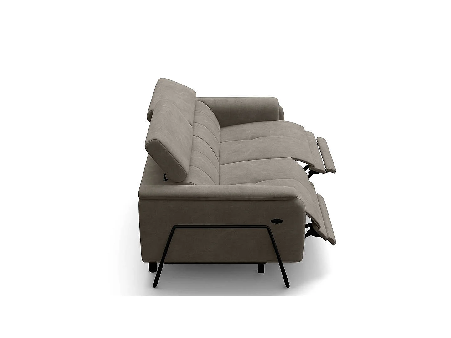Relaxsofa 3-Sitzer RODEN, mit 2 Relax, beige Veloursstoff