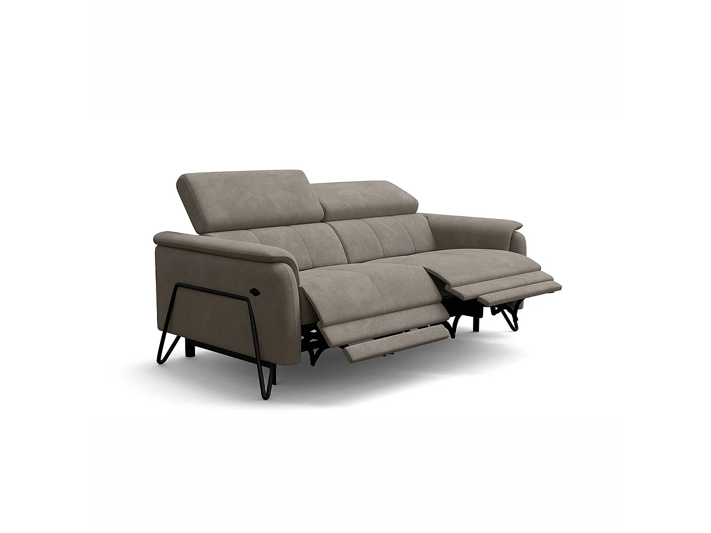 Relaxsofa 3-Sitzer RODEN, mit 2 Relax, beige Veloursstoff
